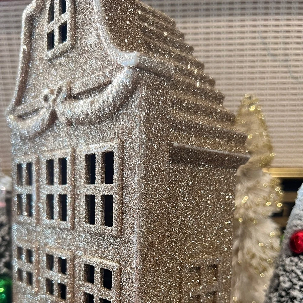 ✨NEW⚜️Target Wondershop Gold Glitter Christmas Village Building🎄